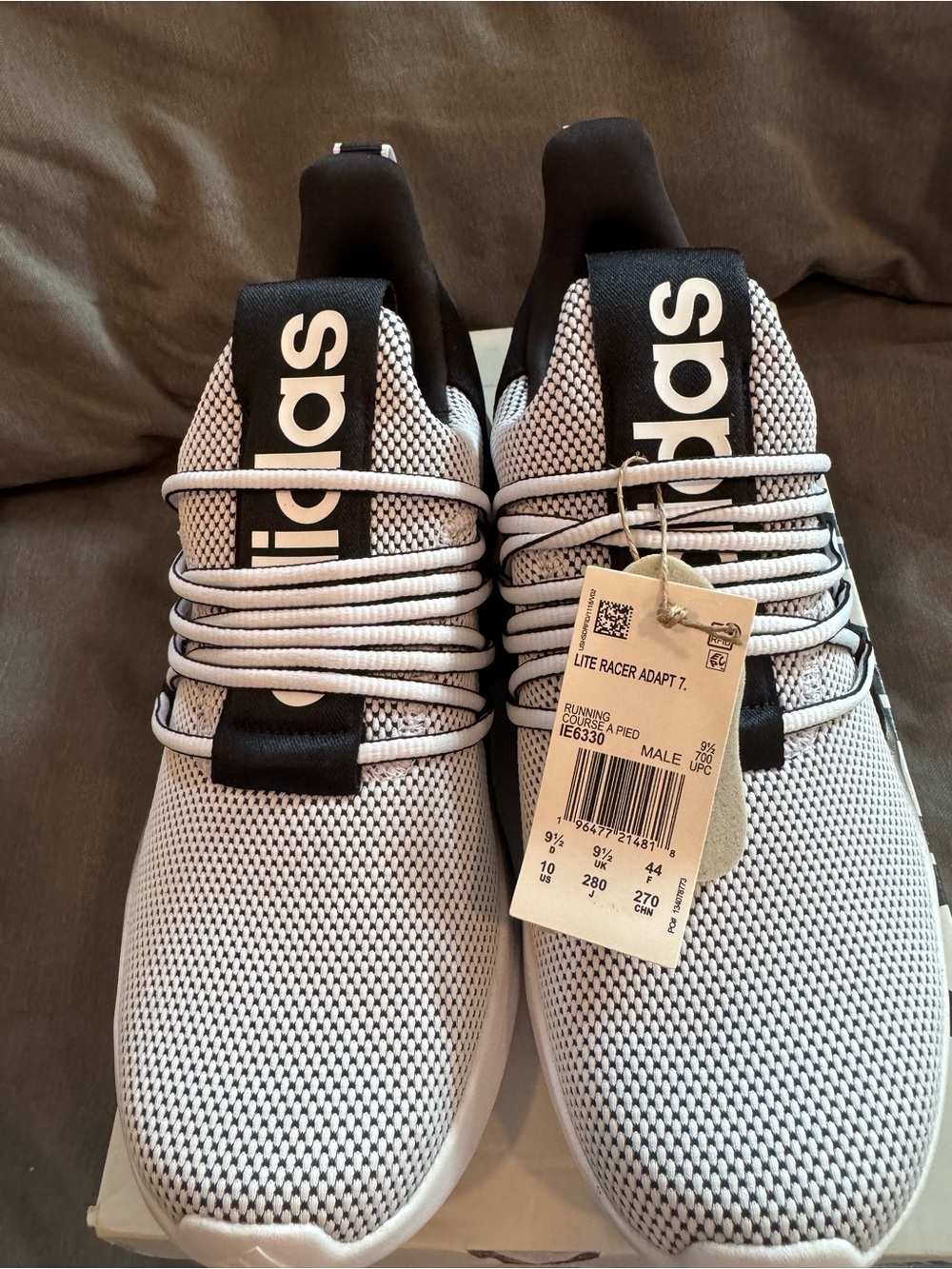 adidas White and Black Lite Racer Adapt 7 Slip-On Sneakers NWT